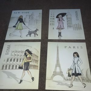 London, Roma, Paris, and New York Posters